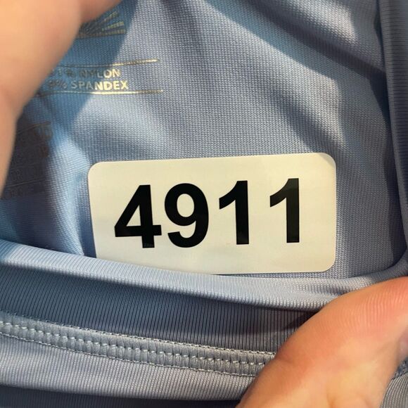 EVO Rashguard Long Sleeve SPF Swim Shirt Blue Zebra Print Large Performance - Picture 11 of 11